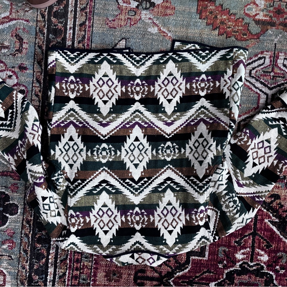 VTG 90s Jane Ashley Geometric Knit Southwestern Pattern Gobelin Weave Jacket (M) - Picture 6 of 6